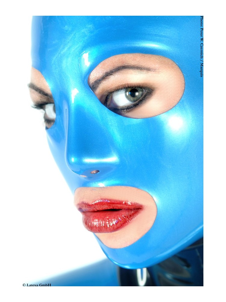 Cagoule latex femme bleue