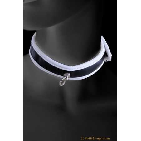 Petit collier cuir coloris blanc de face