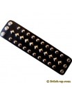 Bracelet Large En Cuir Gris Clouté - 4 Rangs De Clous Métalliques - Style Rock Punk Gothique