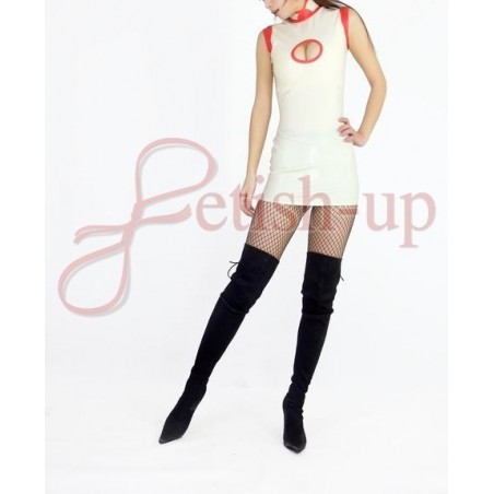 Robe latex blanche et rouge