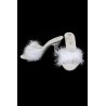 Mules pantoufles blanches : face et profil