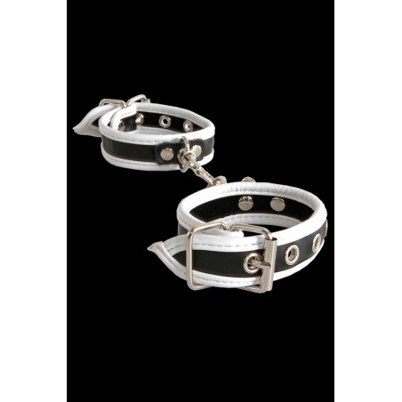 Paire de menottes simili cuir blanches