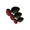 Plugs bijoux noirs silicone avec strass rouge