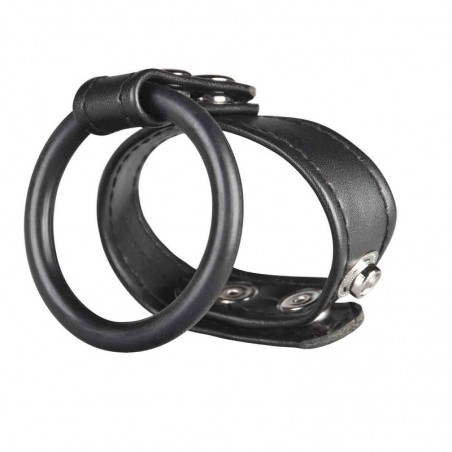 Double cockring simili cuir silicone