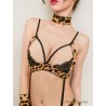 Lingerie catwoman léopard : soutien-gorge et collier