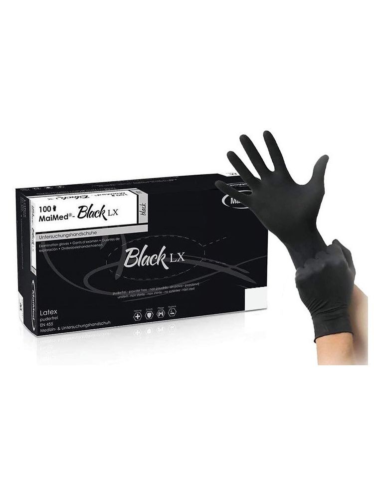 100 gants noirs latex non poudrés