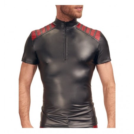 T-shirt homme vega rouge et noir vu de face