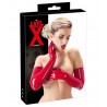 Longs gants latex rouges : packaging