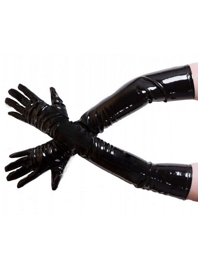 Longs gants vinyle noirs