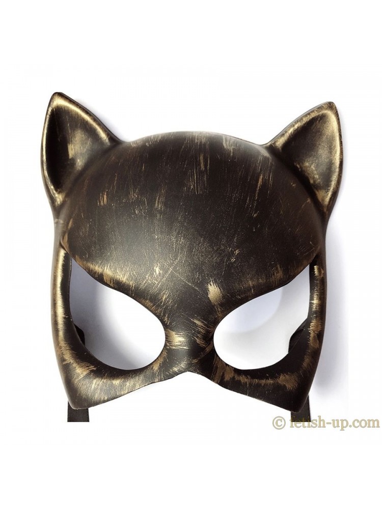 Masque chat doré style steampunk