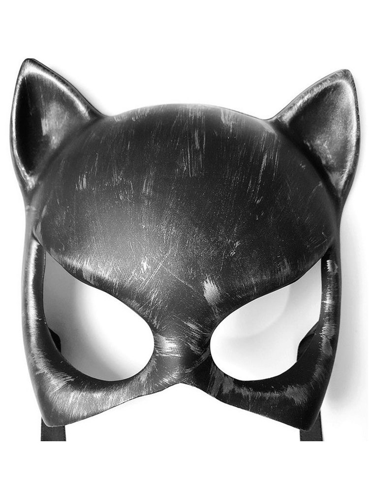 Masque chat argenté style steampunk