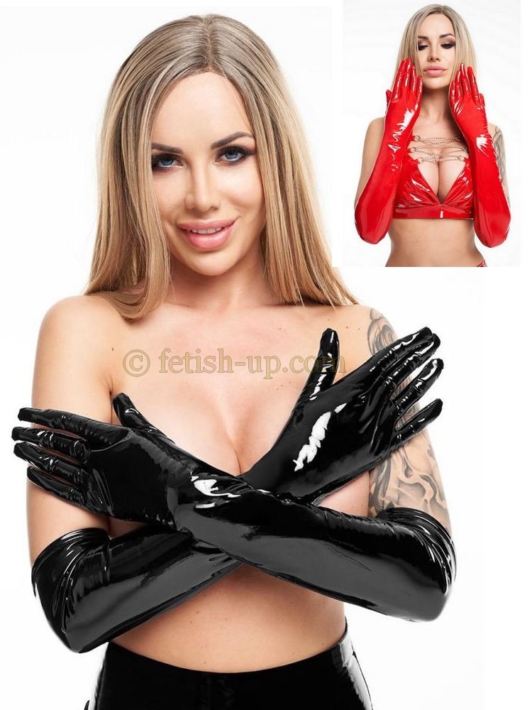 Longs gants vinyle noirs ou rouges
