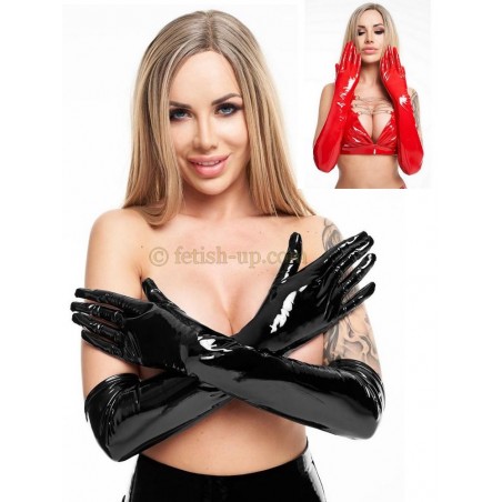 Longs gants vinyle noirs ou rouges