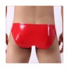 Mini slip vinyle rouge homme de dos
