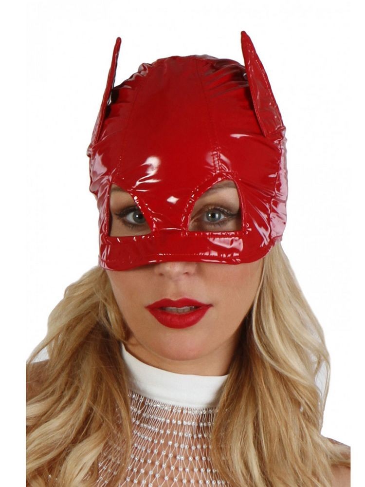 Masque catwoman vinyle rouge de face