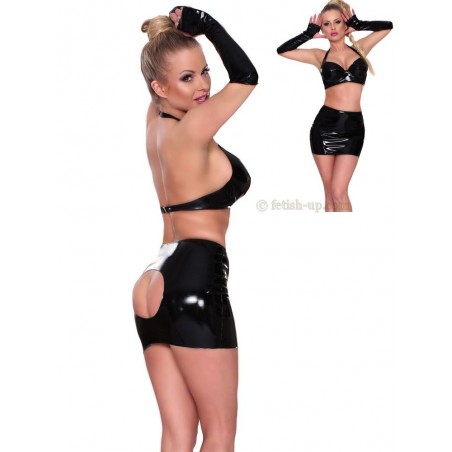jupe datex petite ouverture fesses : zoom dos et vue face