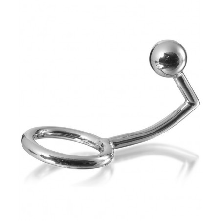 Plug métal avec anneau cockring et boule anale vissée