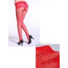 Collants résille rouge couture dos avec zoom résille