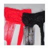 Collants résille rouge couture dos : détail haut et résille