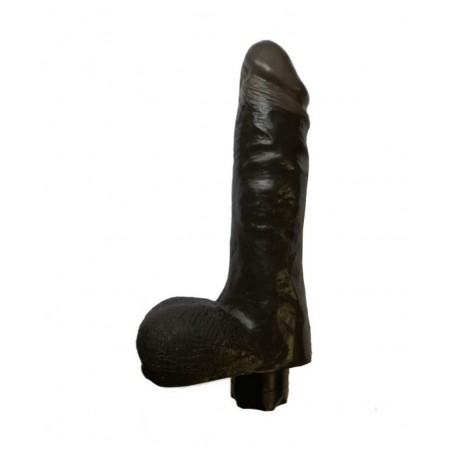 Gode vibrant noir avec testicules