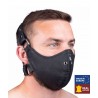 Masque protection cuir zippé de face porté