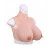 Buste seins bonnet E col haut en silicone et coton vu de 3/4