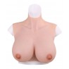 Buste seins silicone bonnet E col haut vu de face porté