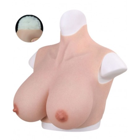 Buste seins bonnet E col haut en silicone et coton