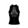 Top court zippé sans manches wetlook vinyle : coupe face