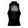 Top court zippé sans manches wetlook vinyle : coupe dos