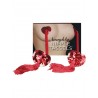 Cache-tétons coeur rouge à pompons : packaging