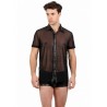 Chemise noire transparente homme de face