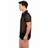 Chemise noire transparente homme de profil
