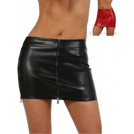 Jupe panneaux 4 zips simili cuir