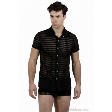 Chemise homme rayures horizontales semi-transparente