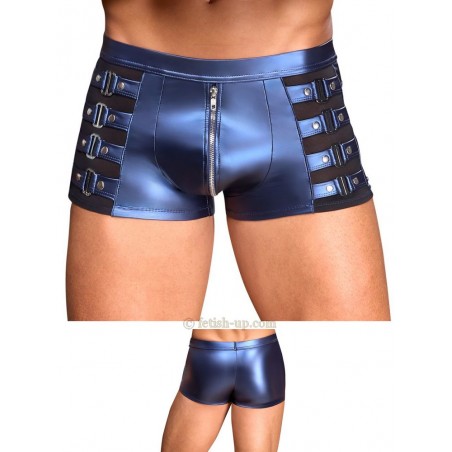 Boxer zippé bleu métallisé à boucles