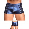 Boxer zippé bleu métallisé à boucles