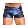 Boxer zippé bleu métallisé à boucles : face
