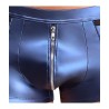 Boxer zippé bleu métallisé à boucles : détail zip