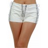 Short lacé cuir blanc de face