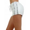 Short lacé cuir blanc de profil