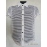 Chemise blanche homme à rayures : face col fermé