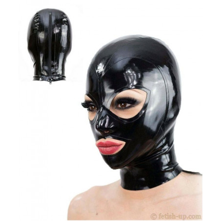 Cagoule latex noire zippée