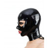 Cagoule latex noire zippée de profil
