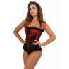 Corset brocart rouge et noir