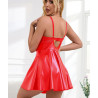 Robe patineuse vinyle rouge de dos