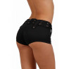 Mini short stretch à ceinture de profil