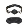 Bâillon boule respirable noir + bandeau yeux