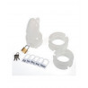 Cage chasteté silicone transparente : anneaux et cadenas