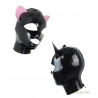 Cagoule catwoman latex noire et rose face et profil